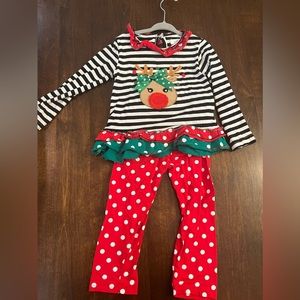 Arshiner Girls 4T reindeer Christmas shirt and pants set